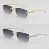 림리스 금속 광학 18K 골드 선글라스 스퀘어 둥근 모양 안경 페이스 안경 상자 C 장식 UV400 렌즈 XGV7