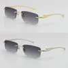 Säljer Rimless Metal Leopard Series Panther Optical 18K Gold Solglasögon Square Eyewear Round Forme Face Glasses Mane and Female W293U