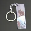 Färg sublimering Blank dubbelsidig metall Keychain DIY Rektangulära Personliga Anpassade nyckelringar Aluminiumplåt