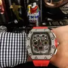 2022 nuovi orologi di moda da uomo con diamanti 11-03 orologio con movimento meccanico automatico cinturino in caucciù rosso orologi da polso ghiacciati di alta qualità