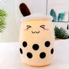 Simpatico cartone animato di peluche Cuscino a forma di tazza di tè a bolle Cuscino posteriore morbido Cuscini creativi divertenti Boba Pearl Milk per bambini Regali di Natale di compleanno