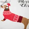 Slaap Top Kersttekkel met Santa Hat Hond Print Losse T-shirt Dames Gewas Short Katoen Pyjama Pyjama T7N001 210421