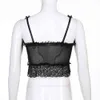 Goth Dark Lace Sexy Gothic See Through Camis Black Mall Goth E-Girl Ruffles Crop Tops Dames BacksleVelbandage Kleding X0507