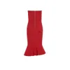 Sommarklänning Kvinnor Sexig Strapless Fishtail Red Bandage Celebrity Party Vestido 210527