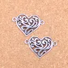 71pcs Antique Silver Bronze Plated heart connector Charms Pendant DIY Necklace Bracelet Bangle Findings 27*19mm