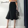 Yitimuceng White Womens Skirts Summer Zipper Plus Size Slim Trumpet Unicolor Black High Waist Clothes Korean Fashion 210601