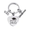 2022 Stainless Steel Graduation Keychains Creative Heart Pendant Metal Keychain Graduation Gift Keyring Key Chain
