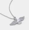 925 Sterling Silver Opal Angel Wings Charm Hängsmycke Choker Koreansk Necklace för Girl Kvinnor Uttalande Bröllop Smycken DZ276IILA {Kategori}