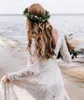 Ślub boho koronkowe sukienki dla kobiet panny młodej długie rękaw Backless linia bohemijska suknia ślubna sukienka małżeńska vestido de noiva