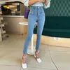 Wiosna Jesień Skinny Jeans Kobiety Dżinsyjne Spodnie Casual Stretch Elastyczne Pant Ołówek Pant Wysokiej Talii Tight Spodnie 210423