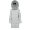 Premium vrouwen toonaangevende winter snoek pak bont capuchon donsjack mode jas