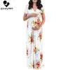 Chivry 2019 Robe de maternité d'été Femmes Mode Imprimé Floral À Manches Courtes Col En V Enceinte Maxi Robe Robes De Grossesse Robes Q0713