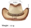 Donna Uomo Moda Retro Vintage Western Cowboy Cowgirl Cappelli di paglia Turchese Cappello estivo da sole Sombreros Hombre Cap