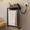 Porte-serviettes chauffant électrique, sans poinçonnage, pour toilettes domestiques, en Fiber de carbone, séchage à température constante