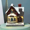 زينة عيد الميلاد الديكور أدى مضيئة كوخ قرية منزل بناء الراتنج الرئيسية عرض حزب زخرفة عطلة هدية ديكور الحلي