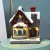 Décorations de Noël Décoration LED Lumineux Cabane Village Maison Bâtiment Résine Maison Affichage Fête Ornement Cadeau De Vacances Décor Orna205L