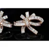 Mousserande cubic zirconia inlay bowknot form stor ros guld färg stud örhängen för kvinnor mode smycken gåva cz349 210714