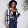 Black-white Women's Jackets Plaid Lantern Sleeve long sleeve short tweed jacket