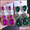 Cuelga Pendientes De Araña Joyería Colorf Rhinestone Gota Largo Bohemio Europa Estados Unidos Retro Vidrio Taladro Temperamento Boda Para Mujer