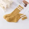 Barn Bomull Strumpor Vår Höst Striped Student Kids Boys Girls High Tube Sock M3607