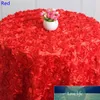 Различные цвета круглый стол ткань розетки вышивка настольная крышка 3d роза цветок дизайн для свадебных вечеринок отель круглый заводской цена эксперт дизайн качества новейший стиль
