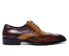 Mens formella äkta läder oxfords wingtip klänningskor bröllop mäns brogues kontor italienska snörningskor