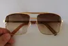 ATTÉRIE Squêtes de soleil carrés de soleil en métal Gold Brown Gradient Men Pilot Sun Glasses UV400 Protection Eye Wear With Box234Z