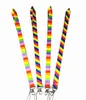 Wholesale Cell Phone Straps & Charms 20pcs Rainbow Color pattern Cartoon Mobile lanyard Key Chain ID card hang rope Sling Neck Badge Pendant Gifts