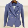 2020 Women's Blazer Thick Fabric Double-breasted Silver Button Slim White Black Blue Khaki Office Ladies Blazer Jacket Women X0721