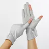 Vijf vingers handschoenen zomer korte vingerloze anti slip fietsen zonnebrand handschoen vrouwen katoenen dot boog dun ademend uv touch screen rijden m