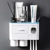 Toothbrush Holder Wall Mount Magnetic Adsorption Inverted Toothpaste Dispenser Makeup Storage Rack For Bathroom Accessories Set 713 V2