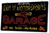 LX1133あなたの名前のガレージ私のツールのルール終了17モータースポーツライトサインデュアルカラー3D彫刻