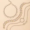 4pcs / ensembles Nouveaux bracelets à géométrie à la mode pour femmes Charms Couleur Silver Couleur Punk Chaîne épais Tassel Bijoux