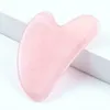 Rose Quartz Jade Guasha Board Pink Natural Stone Scraper Chinese Gua Sha Tools For Face Neck Back Body Pressure