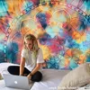 Гобелены лотос ослепляют цвет гобелен современный психоделический мандала хиппи комната стена прямоугольник висит одеяло искусство домашнего декора