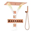 Conjunto de misturador de chuveiro de ouro rosa termostático 70x38 cm LED Top-End de luxo banheiro multi função sistema de chuveiro