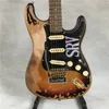 Personalizado loja masterbuilt edição limitada st elétrico guitarra stevie raio vaughan tributo srv número um vintage marrom terminou