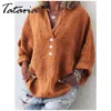 Frauen Tops und Bloues Sommer Baumwolle Leinen Vintage Blusen Lose Plus Größe Hemd Khaki V-ausschnitt Casual für Orange4XL 5XL 210514