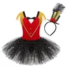 Girl039s vestidos crianças meninas halloween circo ringmaster traje dancewear sem mangas borla gravata borboleta querida folha lantejoulas malha 7079675