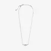 Fina smycken Äkta 925 Sterling Silver Halsband Fit Pandora Pendel Charm Sparkling Wishbone Heart Collier Kärleksförlovning DIY Bröllopshalsband