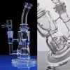 8.6 Inch Tall Hookah Bong Klein Dab Rig Glass Oil Rigs Recycler Smoking water pipe Clear joint size 14.4mm