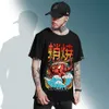 ヒップホップTシャツストリートウェア特大の面白いタコ男性原宿Tシャツ和風夏トップスティーコットンアニメTシャツ210629
