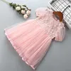 0-6 years High quality girl dress summer fashion cute flower kid children formal party birthday princess 210615