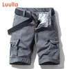 Luulla Men Summer Premium Stretch Twill Cotton Cargo Shorts Casual Fashion Solid Classic Pockets Legwear 28-38 210713