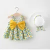 Été nouveau-né bébé vêtements ensembles infantile fille vêtements coréen mignon imprimé sans manches plage Plaid fraise robe Sunhat princesse Dr5020967