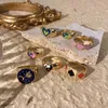 Cluster Rings Y2K Jewelry Gold-plated Moon Sun Heart Yin Yang Ring For Women Vintage Punk Fashion Poker Charms 90s Aesthetic2475