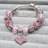 Pink Crystal Love Heart Charm Bracte для женщин Европейские бусины DIY Браслеты Браслеты как любовника Пары подарки Pulseira1