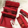 Nxy Cosmetic Bags Sac à Cosmétiques De Voyage Pour Femmes Boîte Maquillage En Maille Sacs d Esthéticienne Toilette Brosses 220302