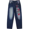 Moda Outono Moda Solta Men's Size Big Baggy Jeans Hip Hop Street Dancers Parkour Denim Calças Masculino 44 42 40 210518