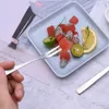 Forquilha de frutas de frutas de aço inoxidável dois garfo de sobremesa de dente comer muito conveniente para pessoas de alta qualidade moda 8g de espessura